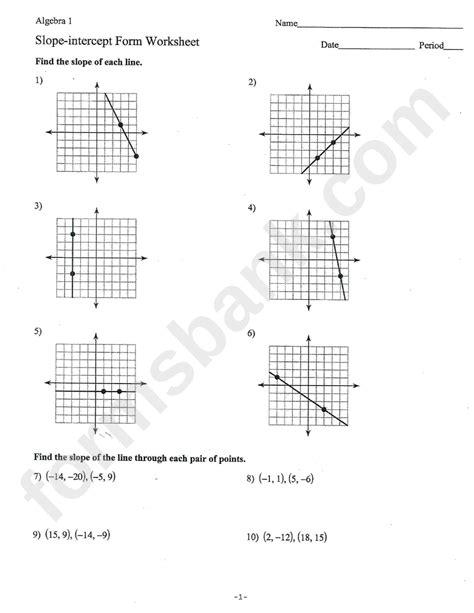 Algebra 1 slope intercept form worksheet - These Linear Equations Worksheets will produce problems for practicing graphing lines in slope-intercept form. You may select the type of solutions that the students must perform. These Linear Equations Worksheets …